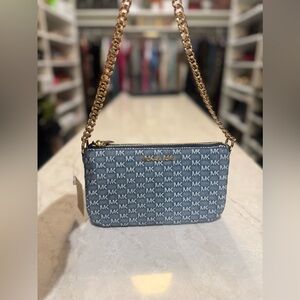 Michael Kors Jet  Small Chain Pouchette Denim 3D rare 
Logo Shoulder Bag New tag